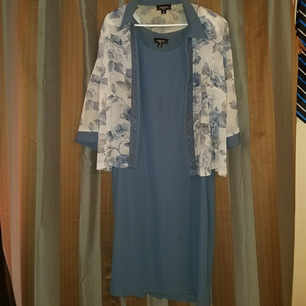 R & M Richard blue sleeveless dress with jacket